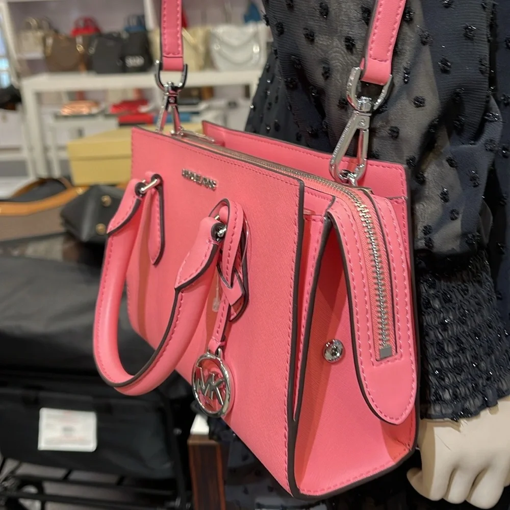 MICHAEL KORS
Sheila Small Faux Saffiano Leather Satchel
Tea Rose 
NWT - Picture 4 of 16